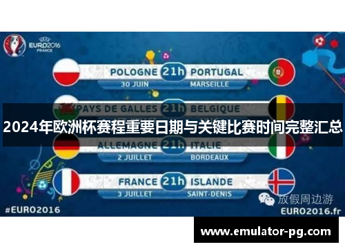 2024年欧洲杯赛程重要日期与关键比赛时间完整汇总